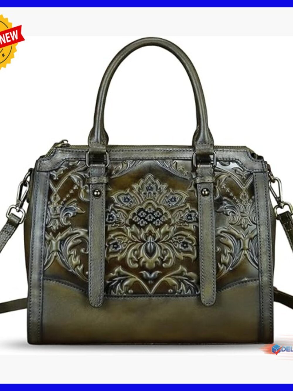 Genuine Leather Hobo Satchel Crossbody Shoulder Bag 3-Way Wear